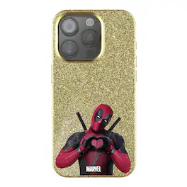 Keyscaper - Marvel Badge Gold Bling Phone Case - Apple iPhone 15 - Deadpool 2