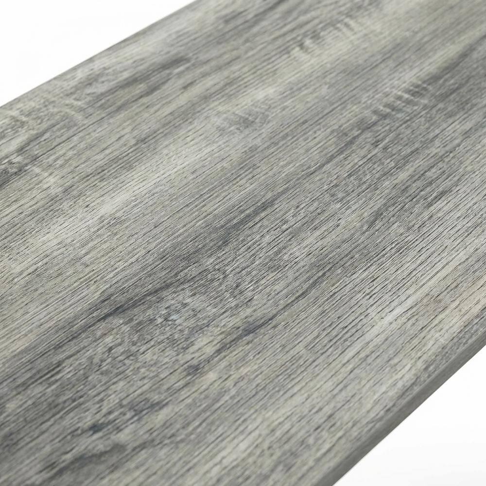 Alt View 1. BisonOffice - Grey Computer Desk With Top Shelf And Sleek Modern Design For Home Office Use - French Oak Grey/Black.