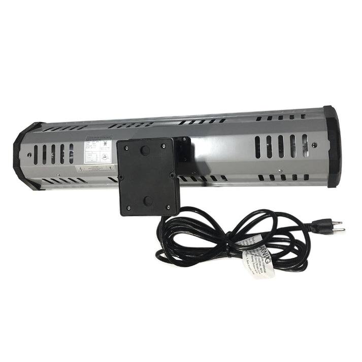 Left. Heat Storm - Tradesman 1500-Watt Electric Outdoor Infrared Quartz Portable Space Heater with Tripod, Wall and Ceiling Mount.