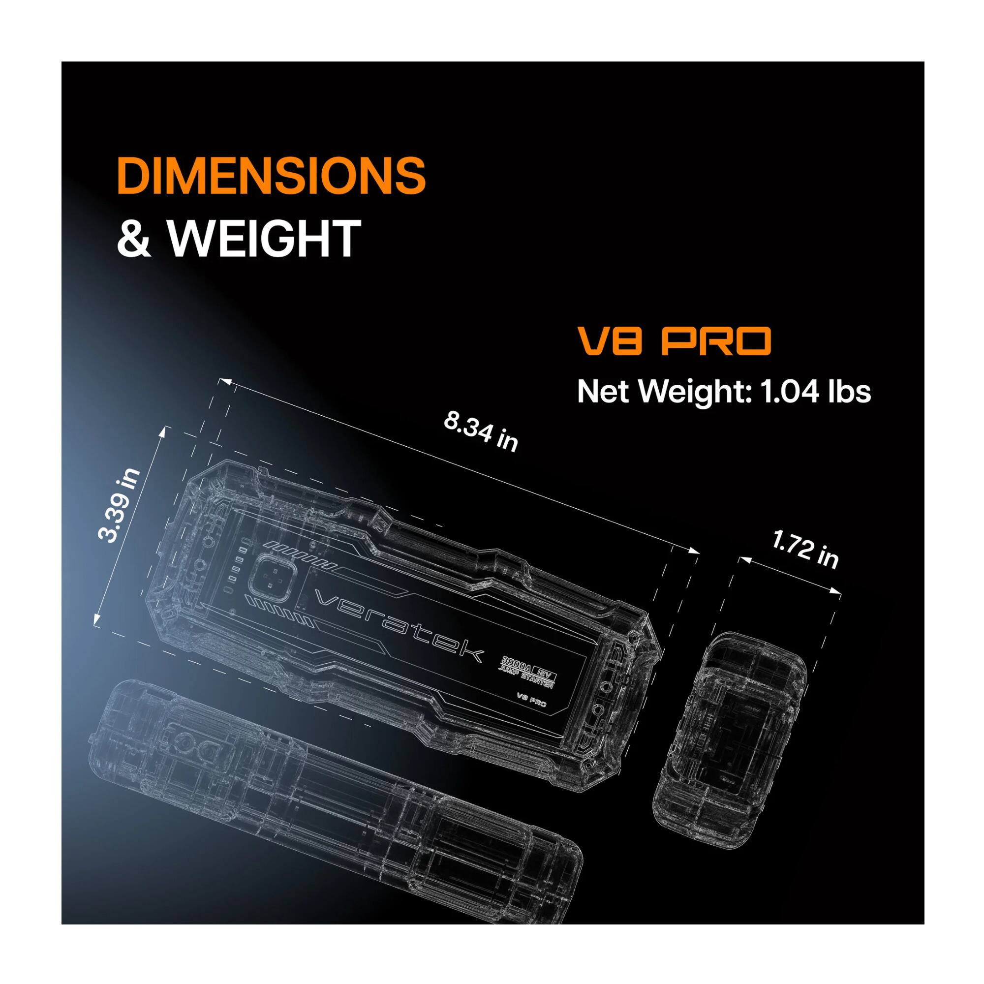 DIMENSIONS & WEIGHT

VB PRO
Net Weight: 1.04 lbs

3.39 in
8.34 in
1.72 in