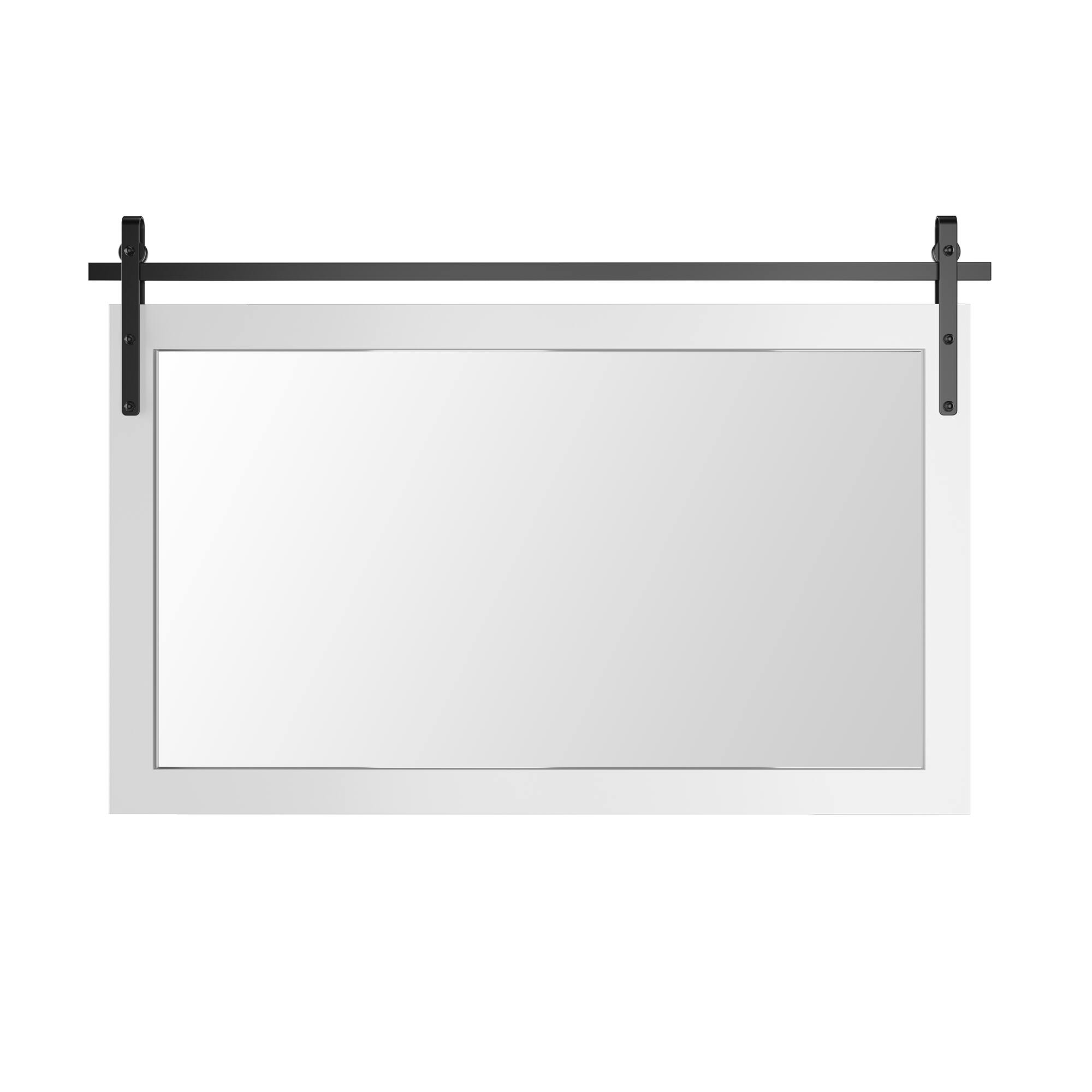 APRILSOUL - Farmhouse 40 in. W x 26 in. H Rectangle Framed Wall Bathroom Vanity Mirror Accent Mirror in White