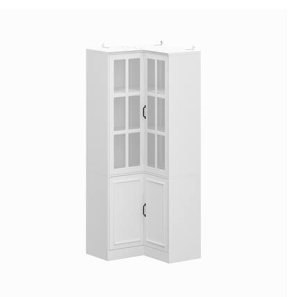 Front. Famapy - Famapy Corner Glass - Door Storage Cabinet: Space - Saving, Large - Capacity Organizer for Home - White.