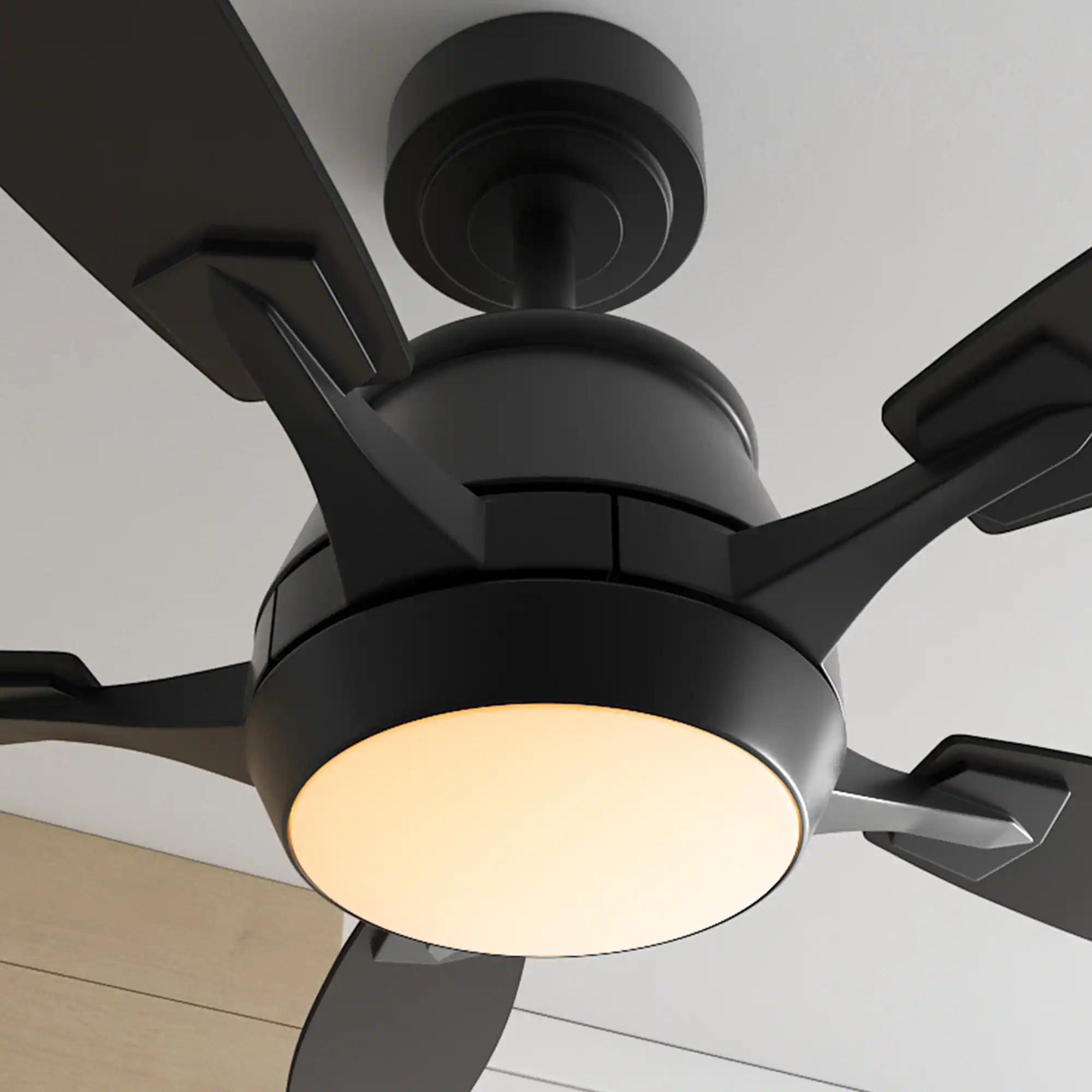 Alt View 6. Siljoy - 42" Modern Low Profile Ceiling Fan with Light and Remote Control Dimmable LED for Bedroom/Living Room - Black.