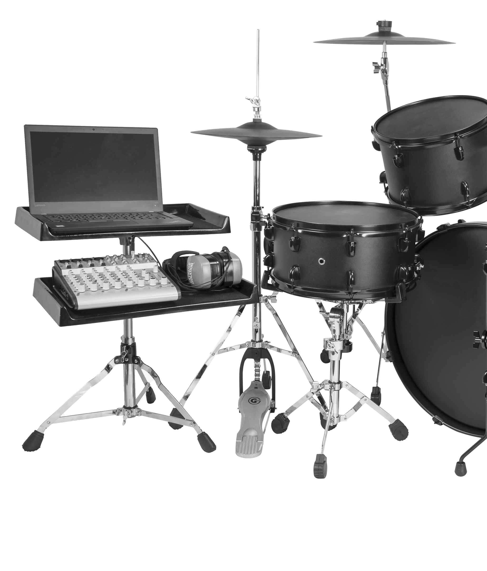 Left. Gibraltar Hardware - 16 x 10 Sidekick Essentials Fiberglass Accessory Table with Clamp, with Soft Felt Lining.