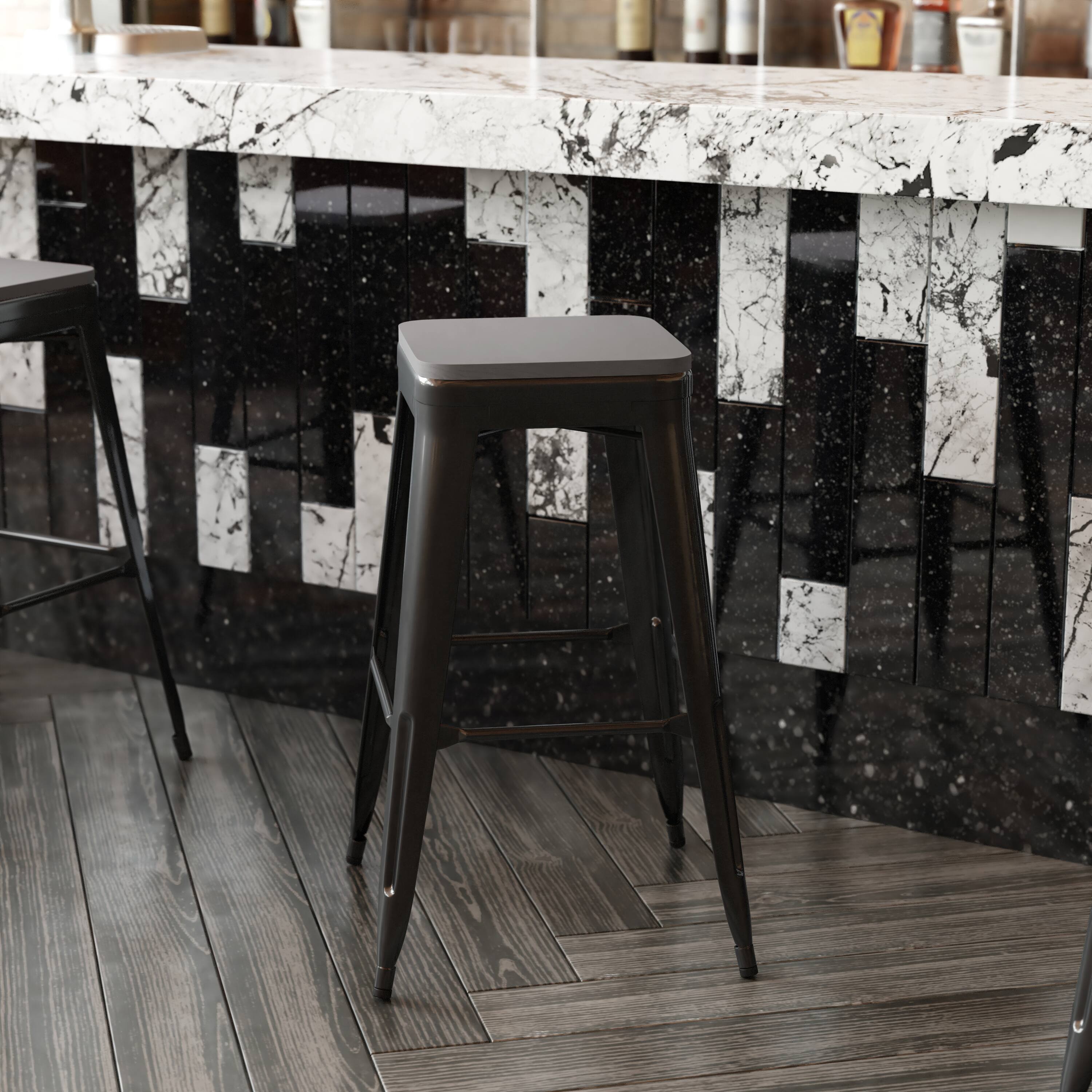 Alt View 5. Emma + Oliver - Stryde All-Weather Durable Polyresin Seat for Colorful Metal Dining Chairs, Counter Stools and Bar Stools - Gray.