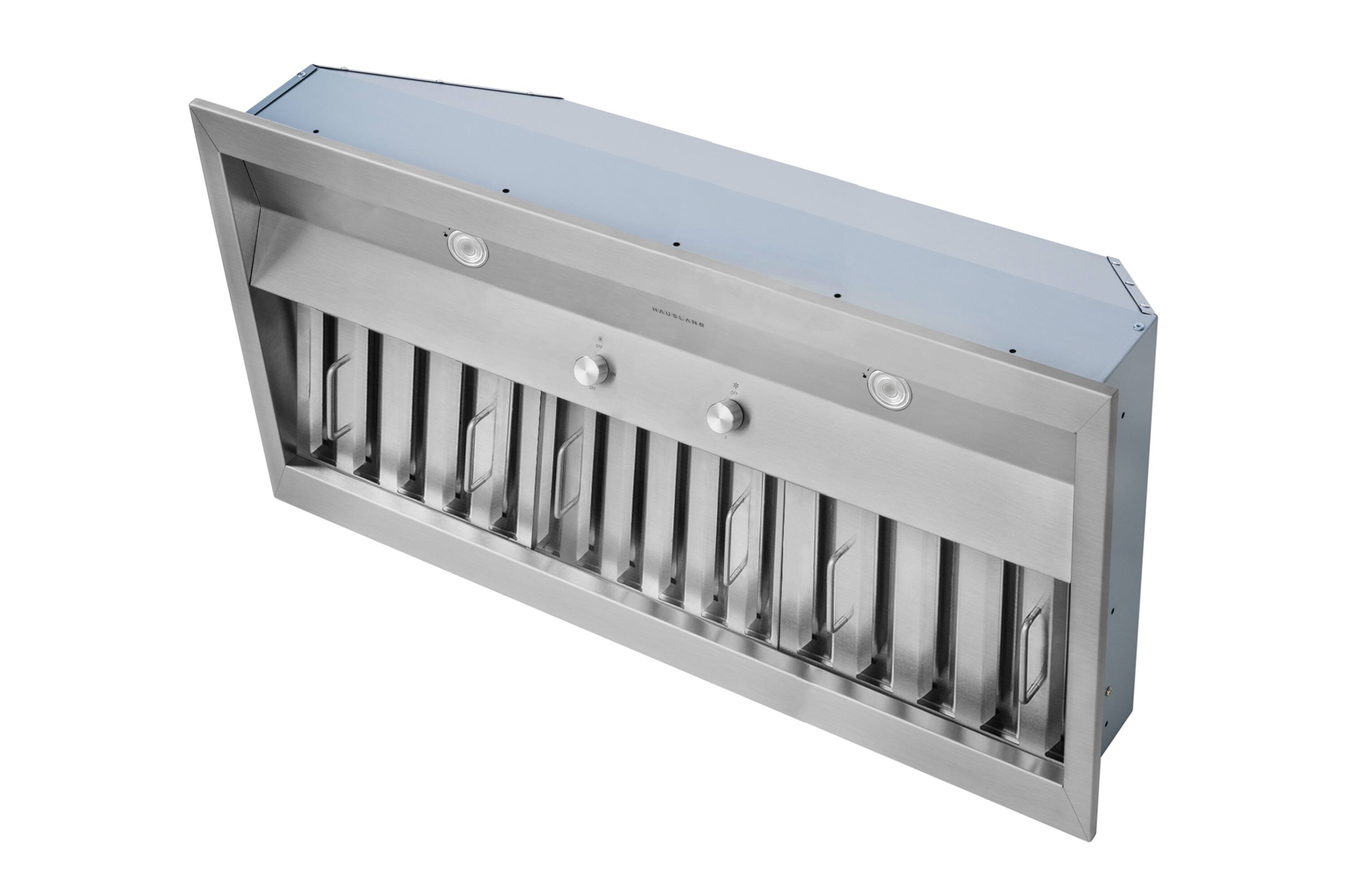 Alt View 4. Hauslane - Hauslane Pro-Style 42" IN-R200 Built-In Convertible Range Hood, 18.5” Deep - Silver.