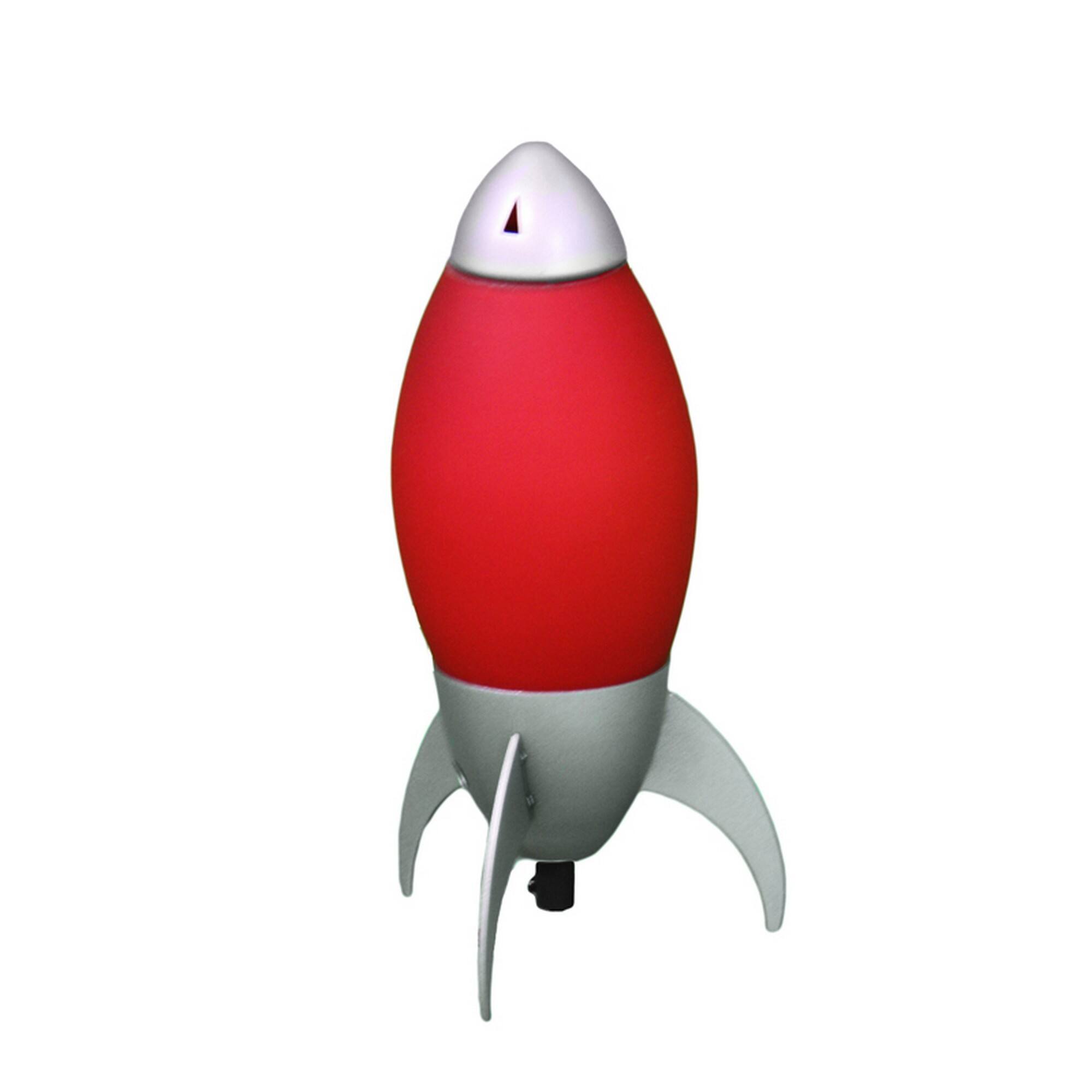 Front. Manhattan Lane - Kid Table Lamp with Rocket Design Silhouette - Red.