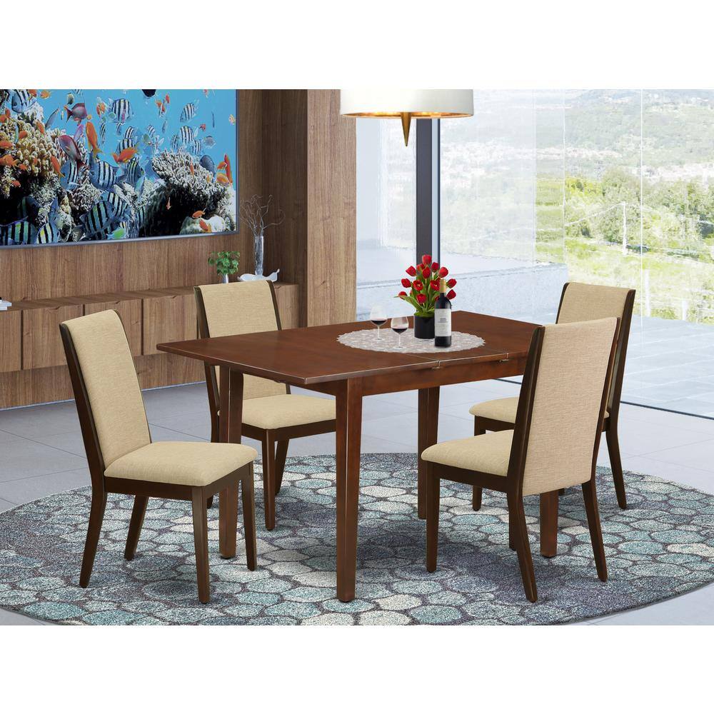 Left. East West Furniture - Dining Room Set Mahogany - Brown.