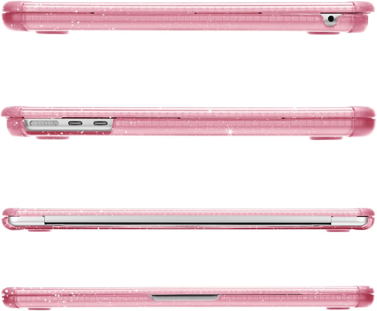 Alt View 4. mosiso - For MacBook Air 13.6 inch M5 A3449 M4 A240 M3 A3113 M2 A2681 2026-2022, Glitter Plastic Hard Shell with TPU Bumper - Chalk Pink.