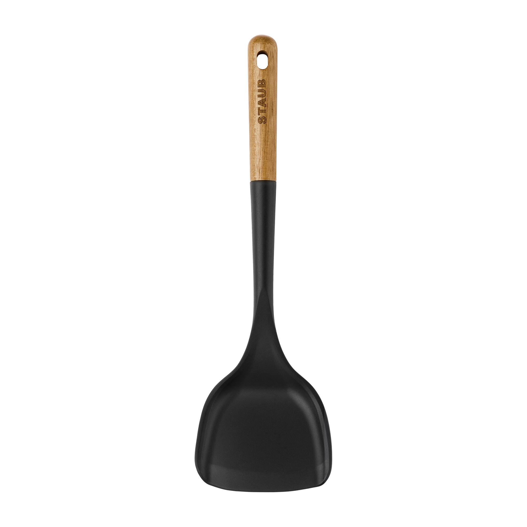 Alt View 4. Staub - Staub Silicone with Wood Handle Cooking Utensil, Wok Turner - Matte Black.
