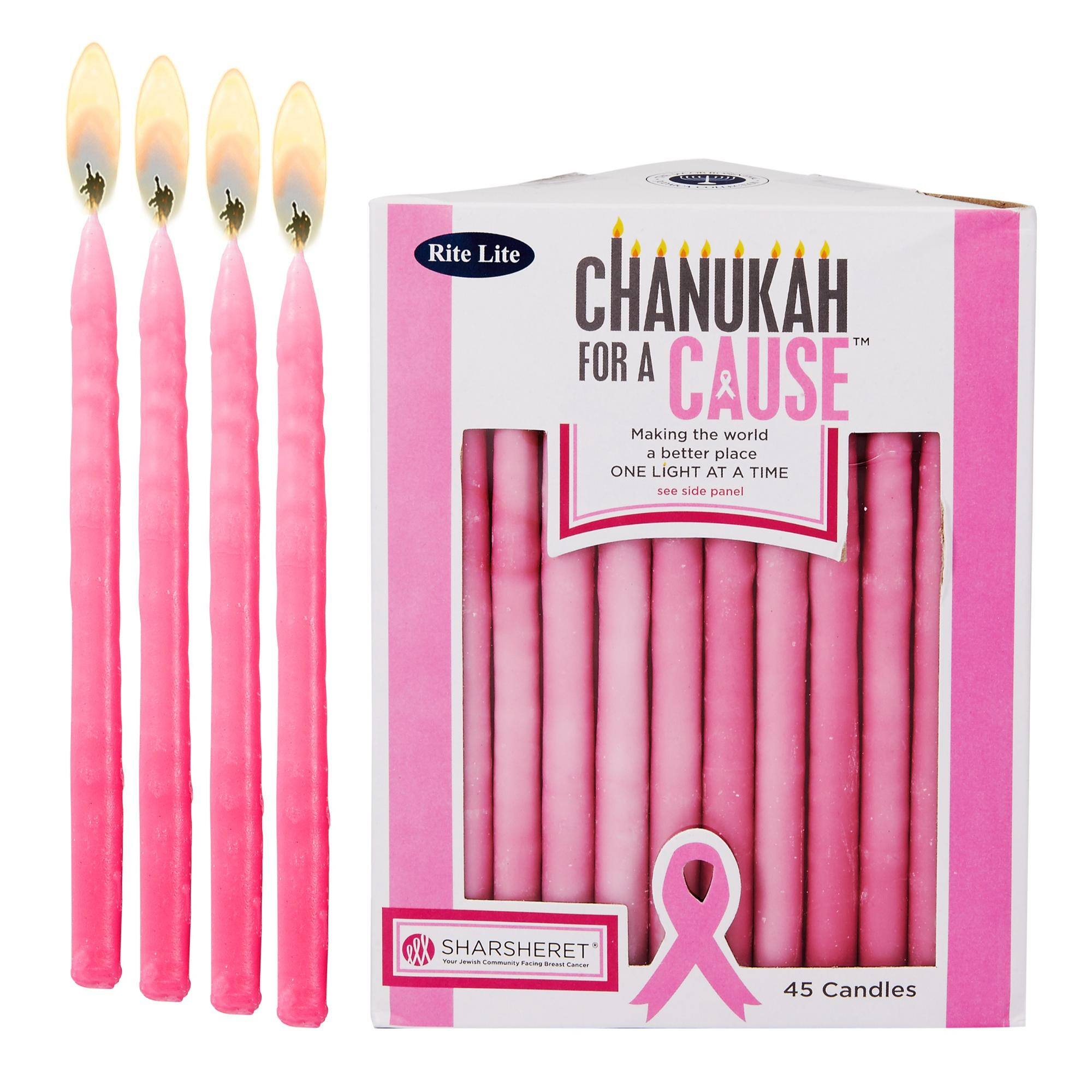 Rite Lite  
CHANUKAH FOR A CAUSE™  
Making the world a better place ONE LIGHT AT A TIME  
see side panel  

SHARsheret  
45 Candles  

SHARsheret  
Fighting Breast Cancer
