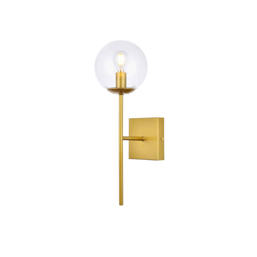 Alt View 4. Living District - Neri 1 light brass and clear glass wall sconce - Brass And Clear.