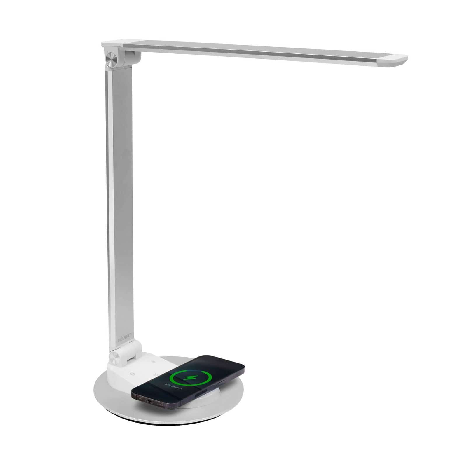 Front. Mount-It! - LED Desk Lamp with Wireless Charging, Touch Controls, Adjustable Angle & 5 Color/Brightness Settings, Silver - Silver.