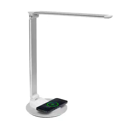 Front. Mount-It! - LED Desk Lamp with Wireless Charging, Touch Controls, Adjustable Angle & 5 Color/Brightness Settings, Silver - Silver.