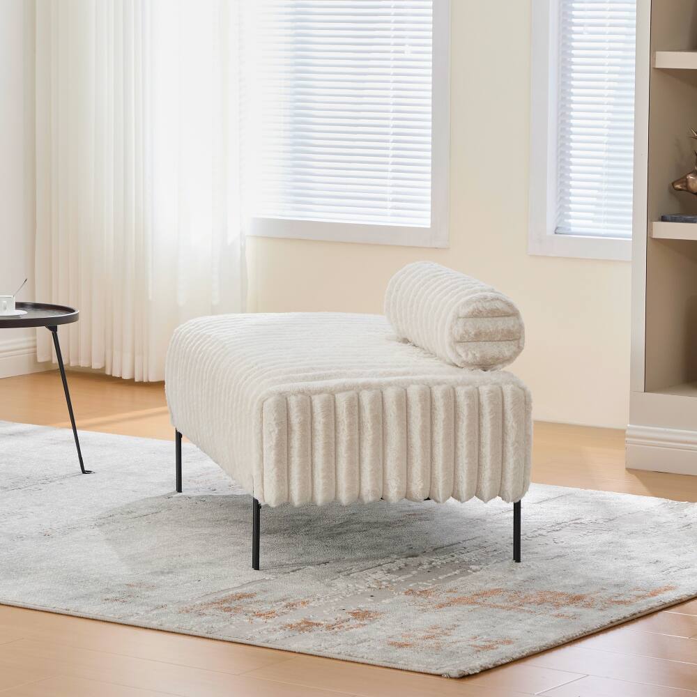 Alt View 4. Ropilly - Ropilly Mini Loveseat End of Bed Bench Small Sofa with Adjustable Back Upholstered Window Ottoman Entryway Seating Beige - Beige.