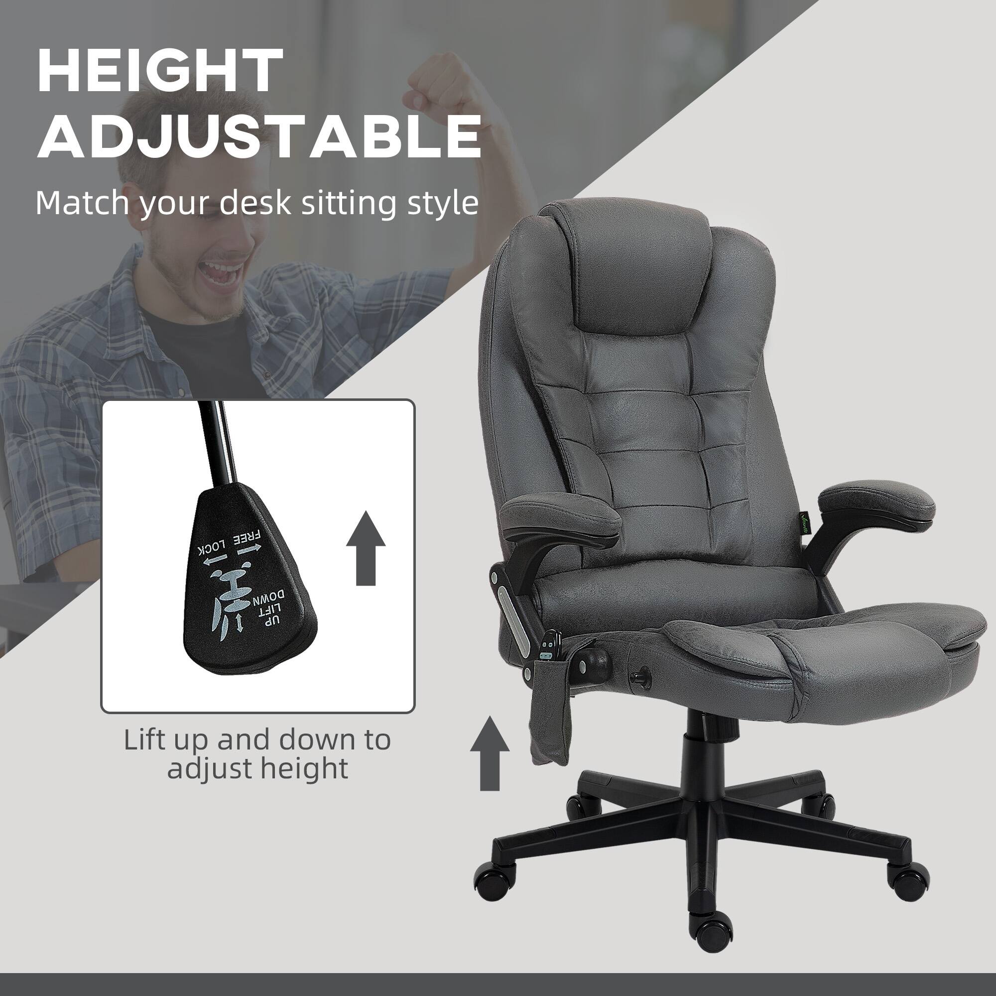 HEIGHT ADJUSTABLE
Match your desk sitting style
Lift up and down to adjust height
FREE LOCK