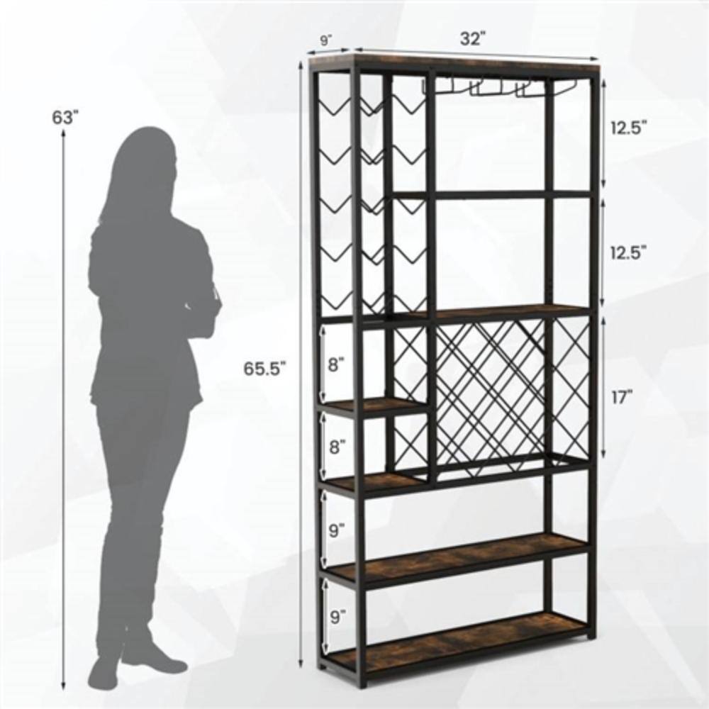 - Height: 65.5"
- Width: 32"
- Depth: 12.5"
- Shelf depth: 9"
- Shelf height: 8"
- Total height: 63"
- Side panel height: 17"