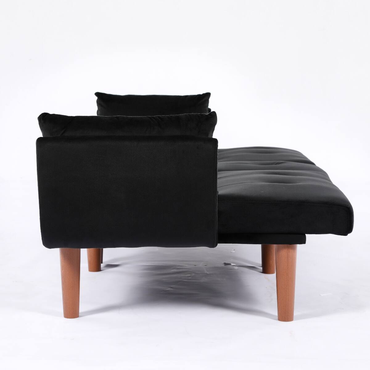 Alt View 6. Ropilly - Ropilly Black Velvet Loveseat, 72 Inch Foldable Sofa, 2 Person Couch for Living Room Apartment - Black.