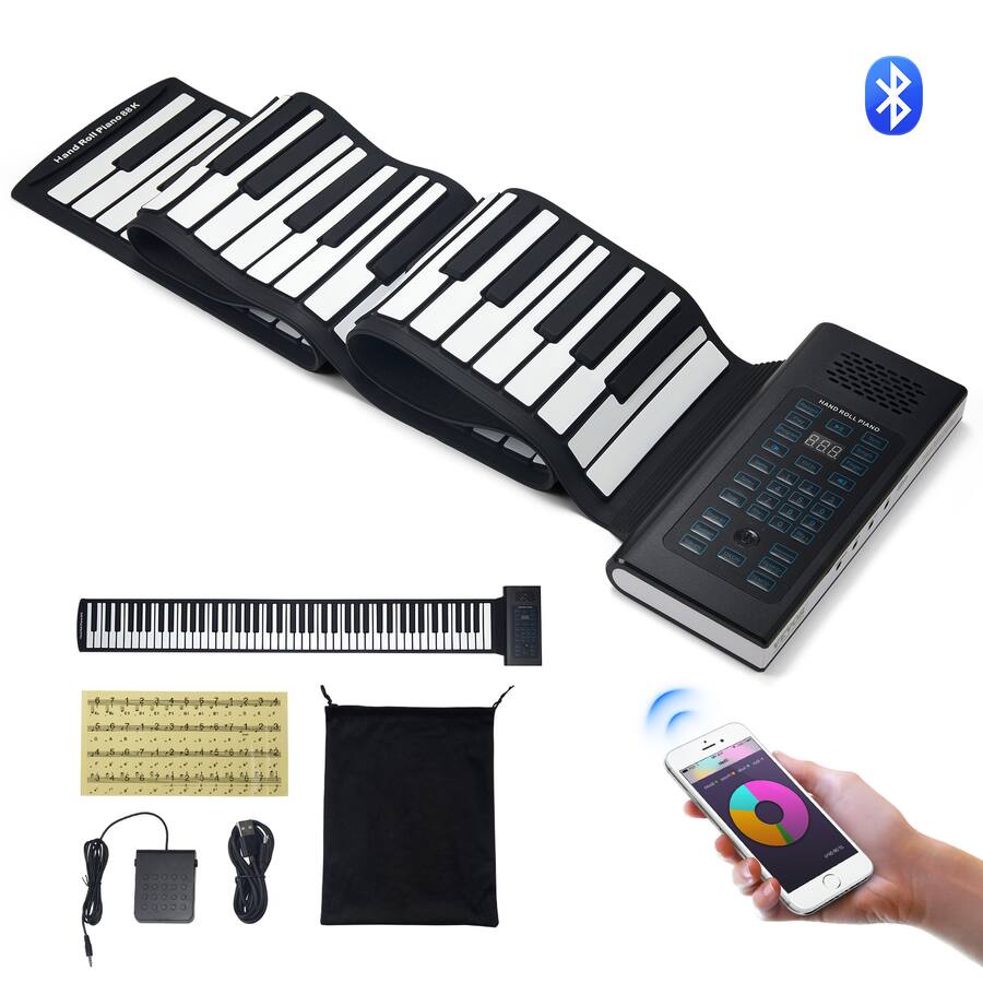 Keyboard Rollops VEVOR 88 Keys Roll Up Keyboard Piano, 128 Rhythms, 128 Tones Portable ...