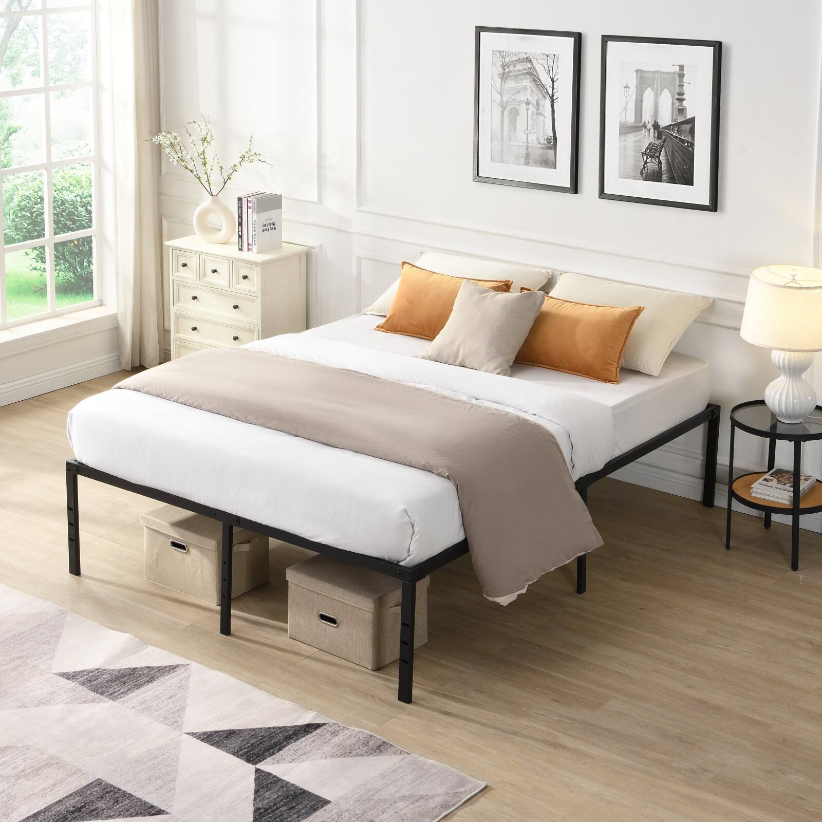 Alt View 4. Ecooso - King Size Bed Frame , Heavy Duty Metal Bed Frame , Quick & Easy Assembly, No Noise - Black.