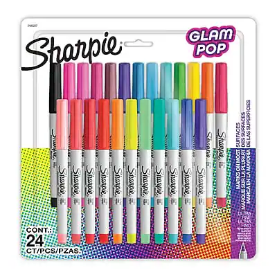 Sure, here is the corrected and grouped text from the image:
**Front:**
- Sharpie
- GLAM POP
- CONT. 24 CT/PCS/PZAS
**Left Side:**
- GLAM POP SURFACES
- SUPERFICIES
- SURFACES DES DE LAS ON MOST ON PLUPART MAYORIA LA
- MARKS SUR MARQUE EN MARQUE
- ULTRA FINO A
**Right Side:**
- GLAM POP SURFACES
- SUPERFICIES
- SURFACES DES DE LAS ON MOST ON PLUPART MAYORIA LA
- MARKS SUR MARQUE EN MARQUE
- ULTRA FINO A
**Bottom:**
- Sharpie
- Sharpie
- Sharpie
- Sharpie
- Sharpie
- Sharpie
- Sharpie
- Sharpie
- Sharpie
- Sharpie
- Sharpie
- Sharpie
- Sharpie
- Sharpie
- Sharpie
- Sharpie
- Sharpie
- Sharpie
- Sharpie
- Sharpie
- Sharpie
- Sharpie
- Sharpie
- Sharpie
- Sharpie
- Sharpie