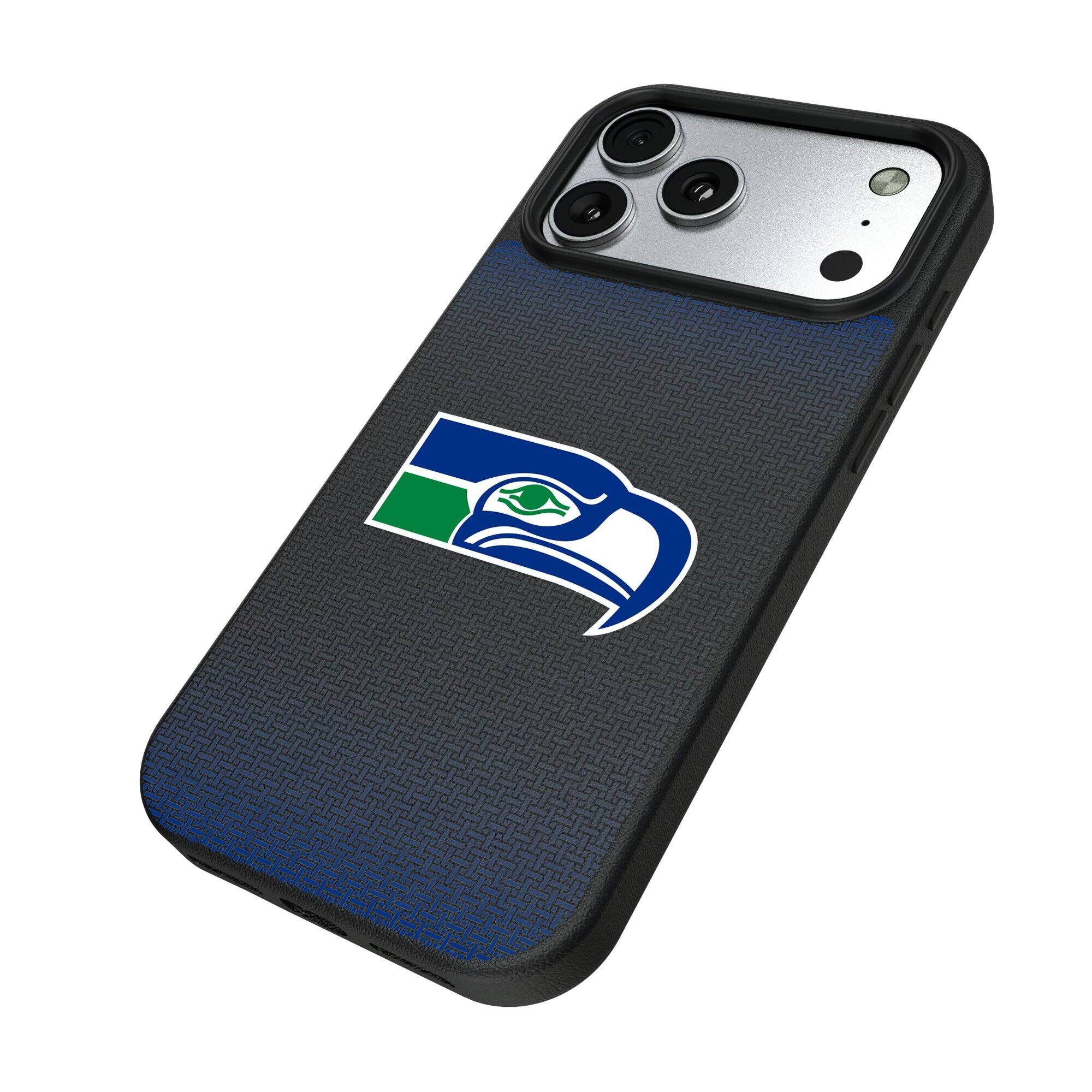 Alt View 1. Keyscaper - Seattle Seahawks Linen Logo iPhone Magnetic Bump Case - 15 Pro - Black.
