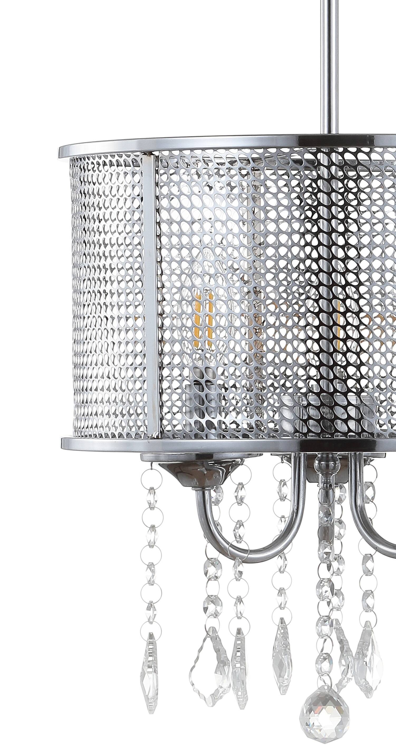 Alt View 4. Jonathan Y - Avah 13" Metal/Crystal Adjustable LED Drop Chandelier, Chrome - Chrome.