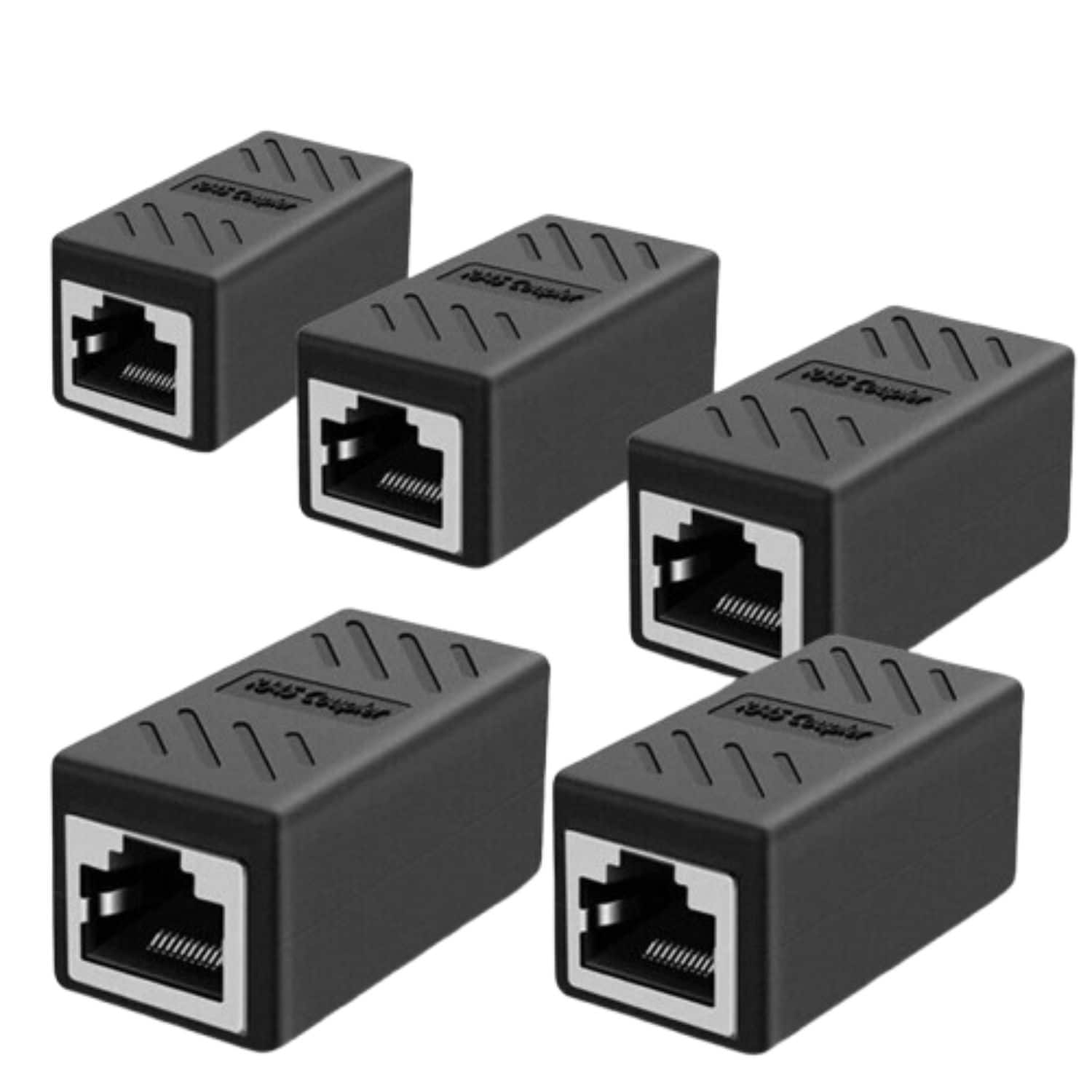 Home Collection - 5-Pack RJ45 Inline Coupler – Cat7/Cat6/Cat5e Ethernet LAN Network Cable Adapter Female to Female Connector