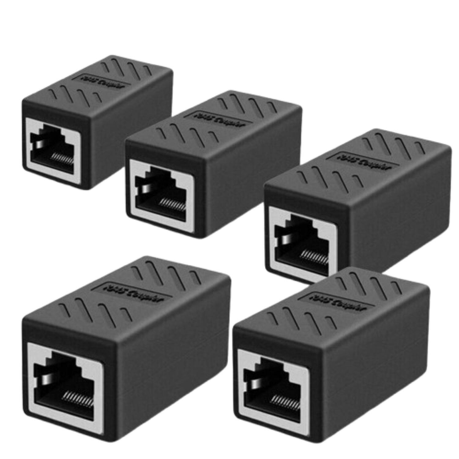 Home Collection - 5-Pack RJ45 Inline Coupler – Cat7/Cat6/Cat5e Ethernet LAN Network Cable Adapter Female to Female Connector