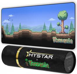 Hystar - Terraria Extended Gaming Mouse Pad | XXXL 45" x 20" | 5mm Thick, Waterproof Surface, Smooth Polyester, & Rubber Base - Overworld
