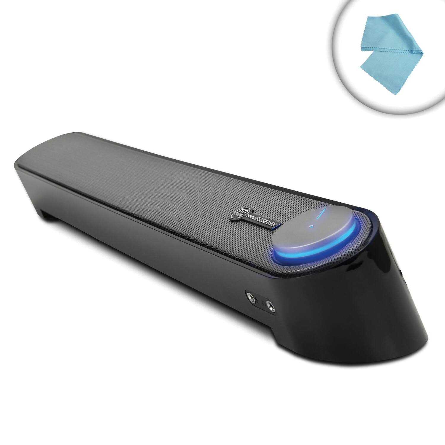 Alt View 2. GOgroove - 2.0-Channel 12W Peak 16.5" USB-Powered Ultra-Compact Angled Computer Sound Bar, Mic Input, Accent LED, SonaVERSE UBR - Black.