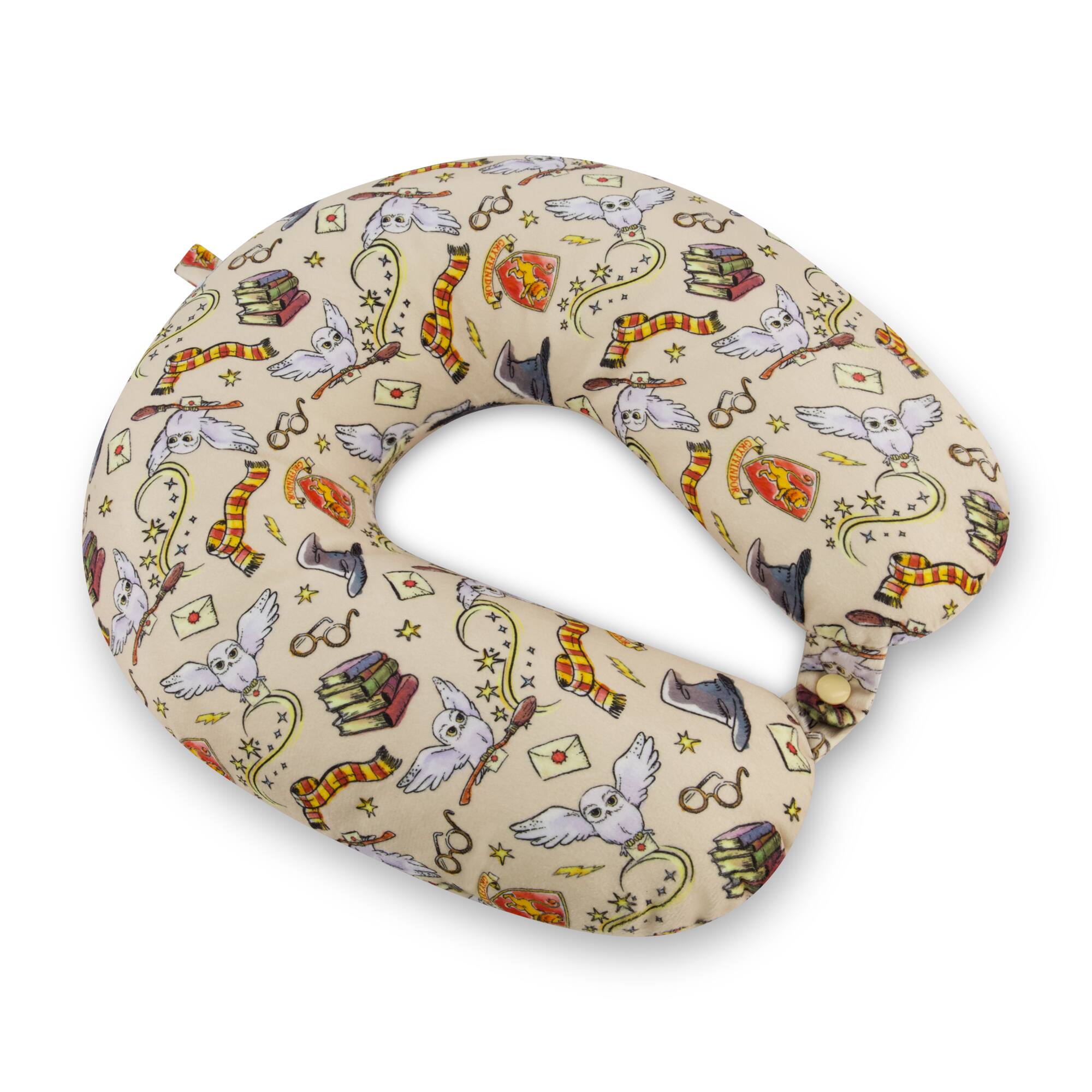 Angle. Ful - HARRY POTTER All over Print Memory Foam Travel pillow - CREAM.