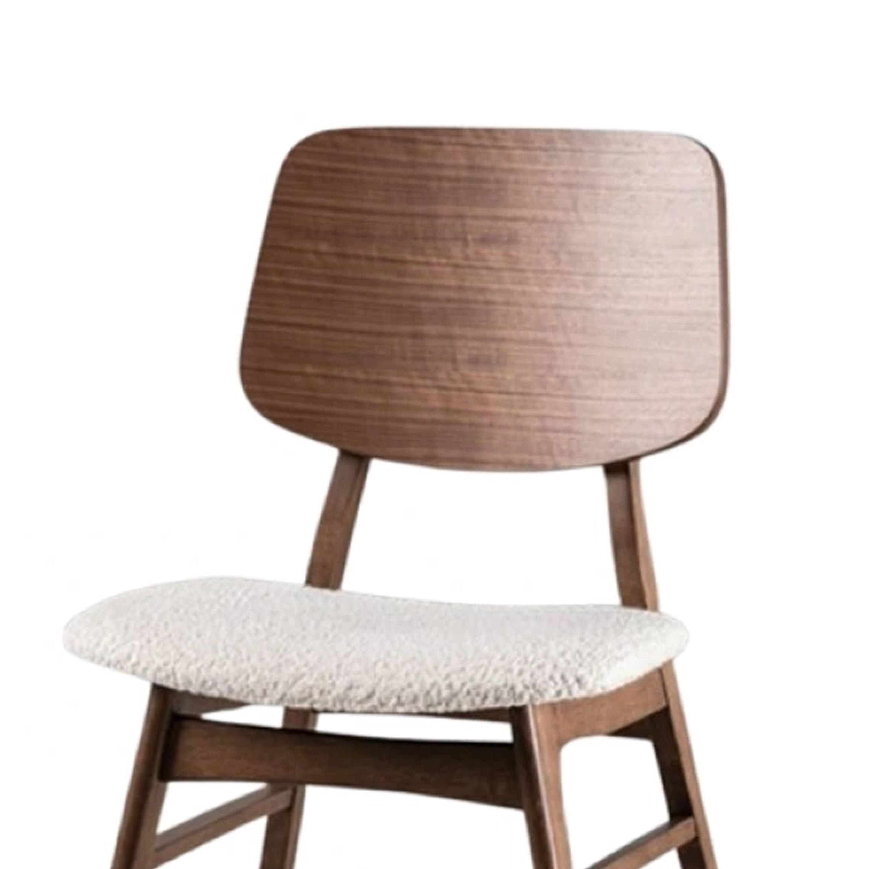 Alt View 2. Manhattan Lane - Narv Side Dining Chair Set of 2, Curved Panel Back, Walnut Brown Wood, Beige - Walnut Brown, Beige.