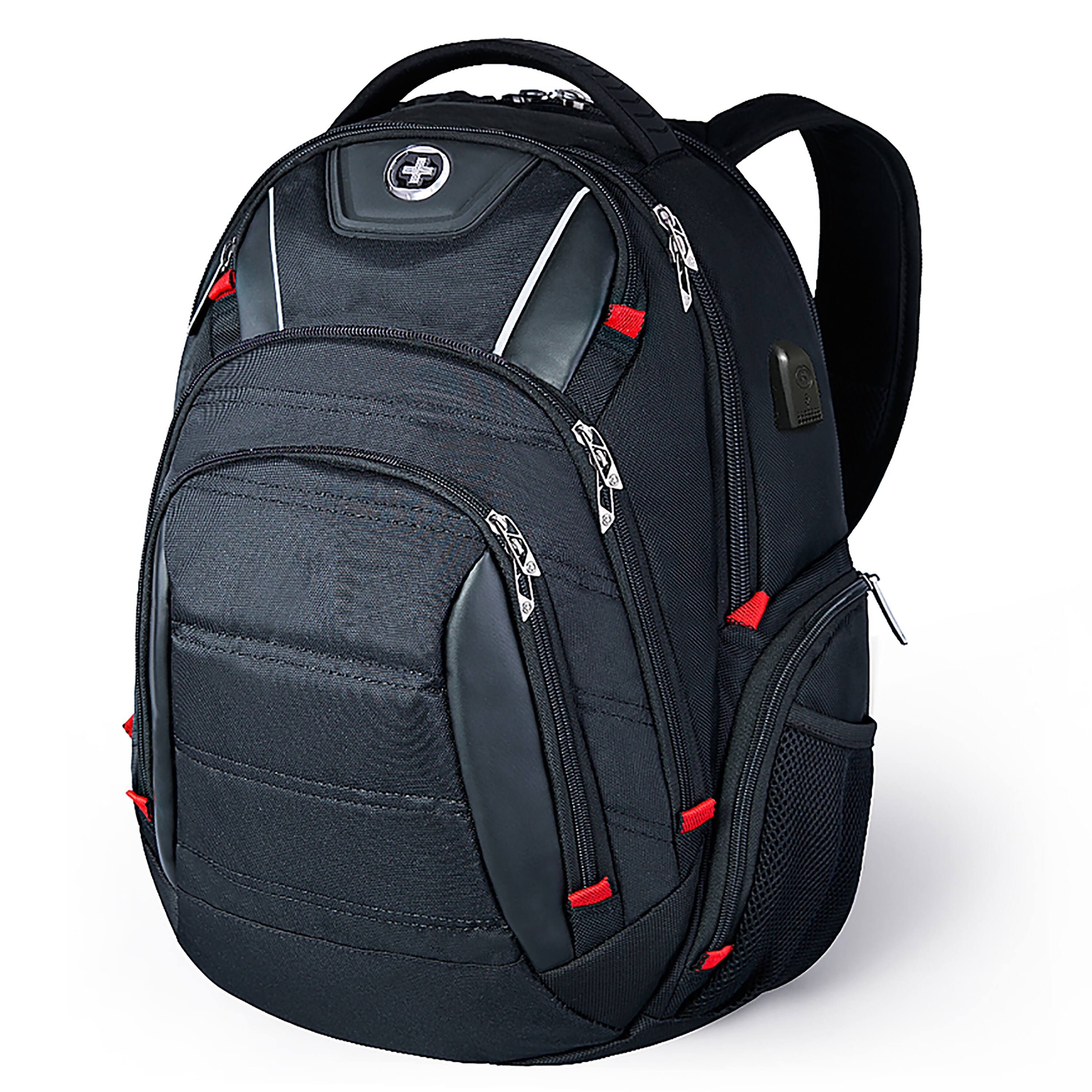 Alt View Zoom 11. Swissdigital Design - Circuit TSA-firendly Backpack with USB Charging port/RFID protection and fits up to 15.6" laptop - Black.