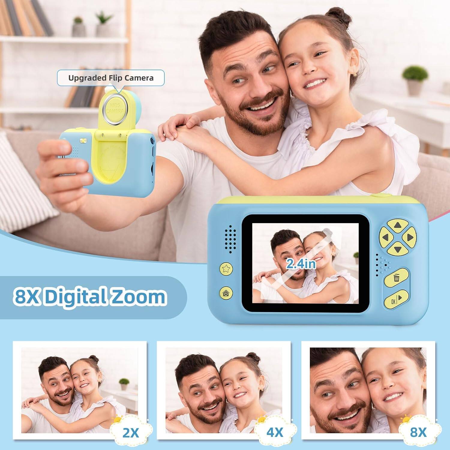 Upgraded Flip Camera

MDS CAMERA

2.4in

8X Digital Zoom

2X

4X

8X
