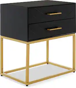 Tommy Hilfiger - Ellias 2-drawer Bedside Table - Black/Gold