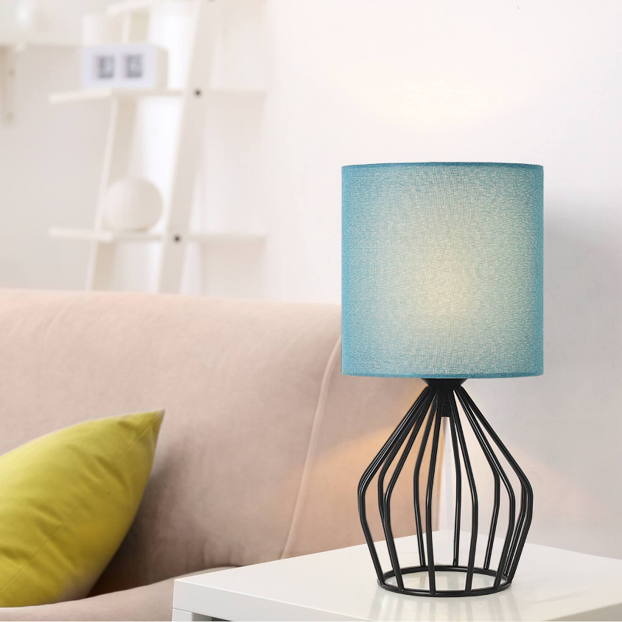 Back. Oumilen - Set of 2 Modern Table Desk Lamps Bedside Teal Lamps for Bedroom Living Room.