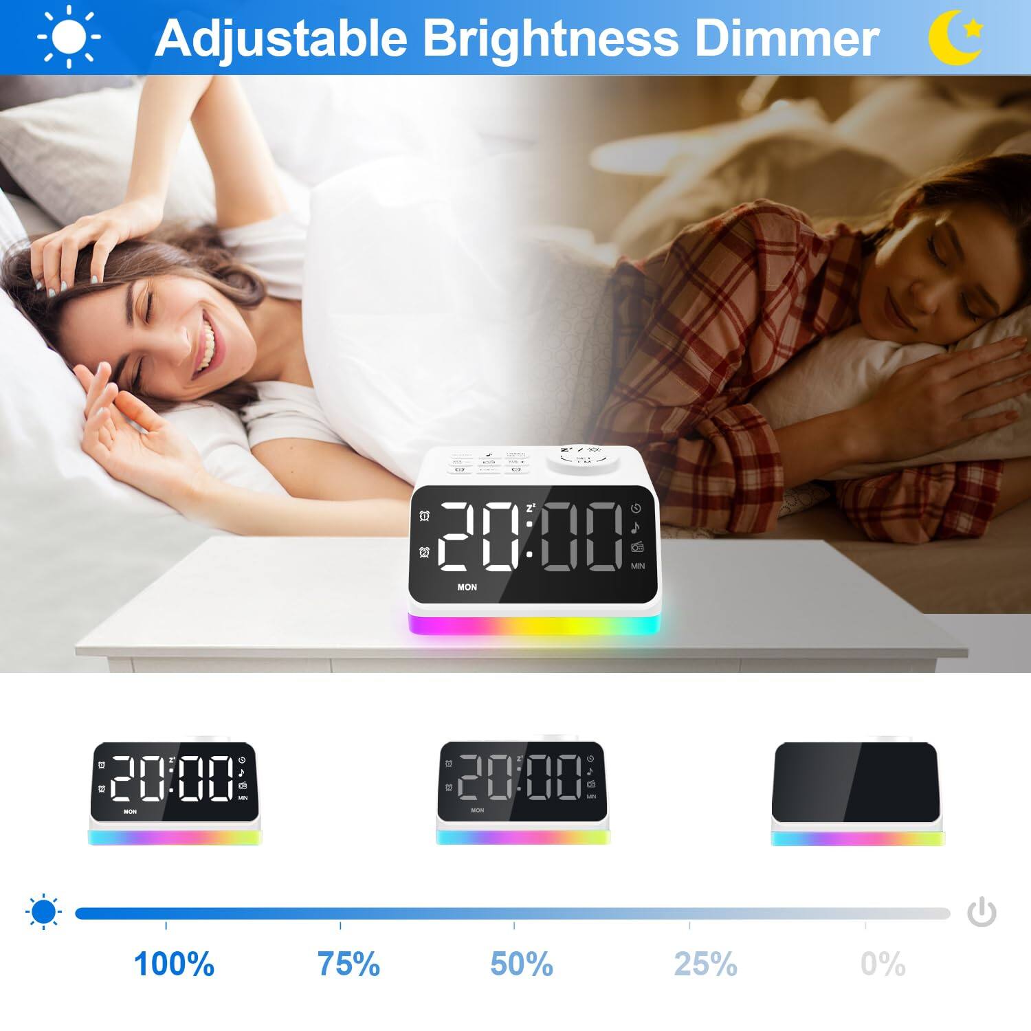 Adjustable Brightness Dimmer

20:00 MON

100% 75% 50% 25% 0%