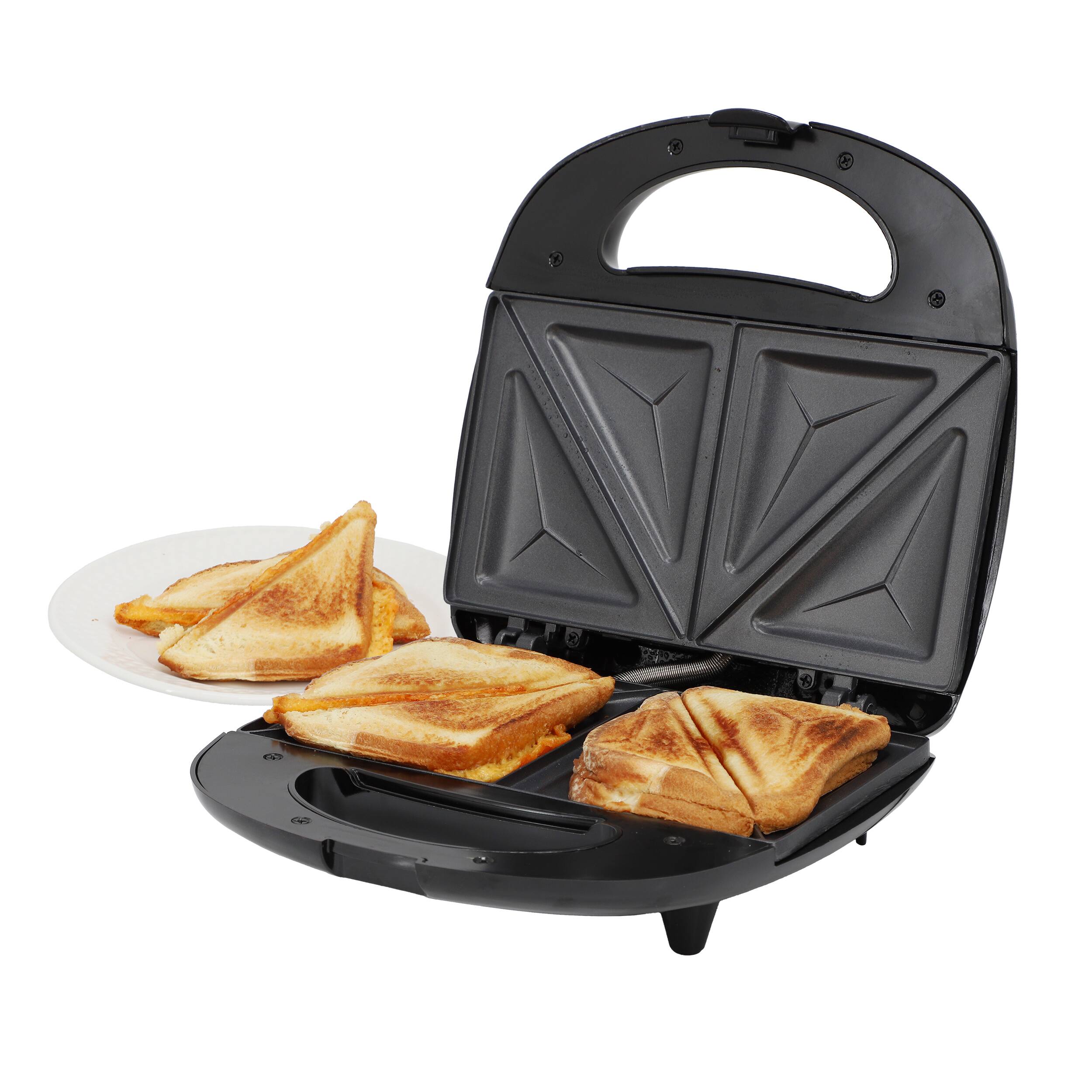 Front. MegaChef - MegaChef Electric Compact Aluminum Nonstick Sandwich Maker in Black - Black.