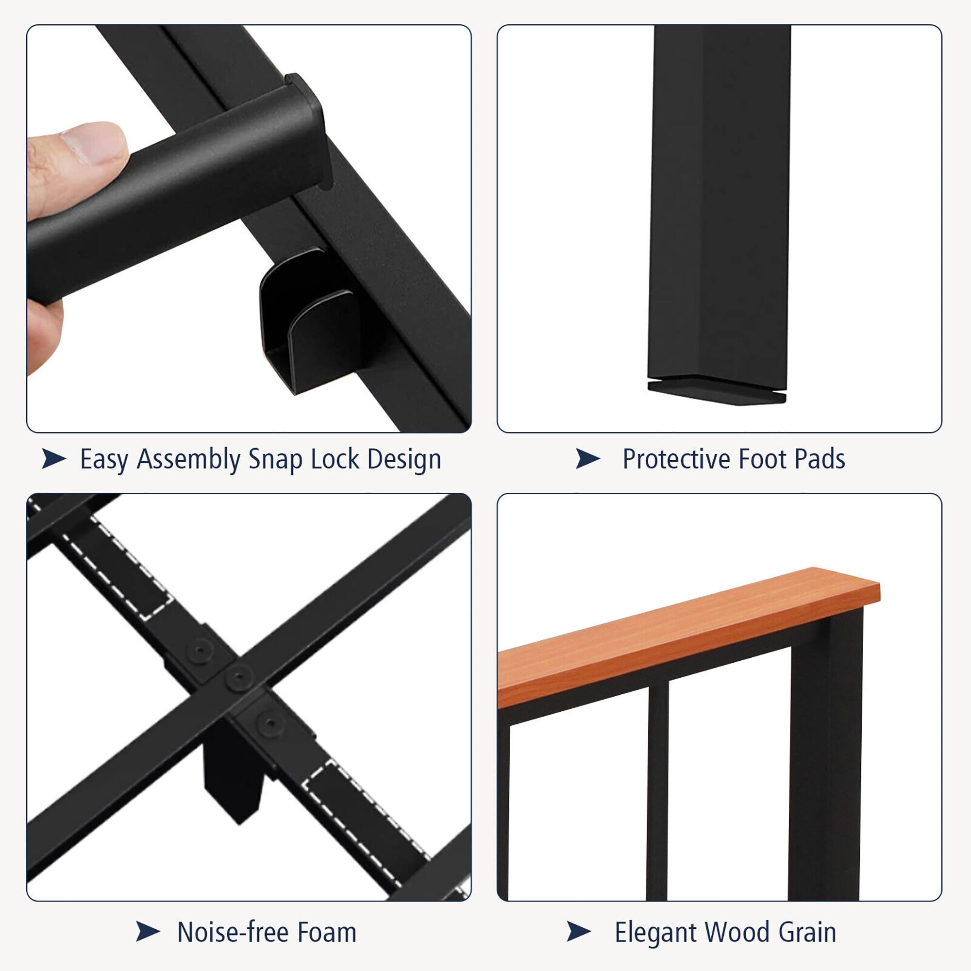 - Easy Assembly Snap Lock Design
- Protective Foot Pads
- Noise-free Foam
- Elegant Wood Grain