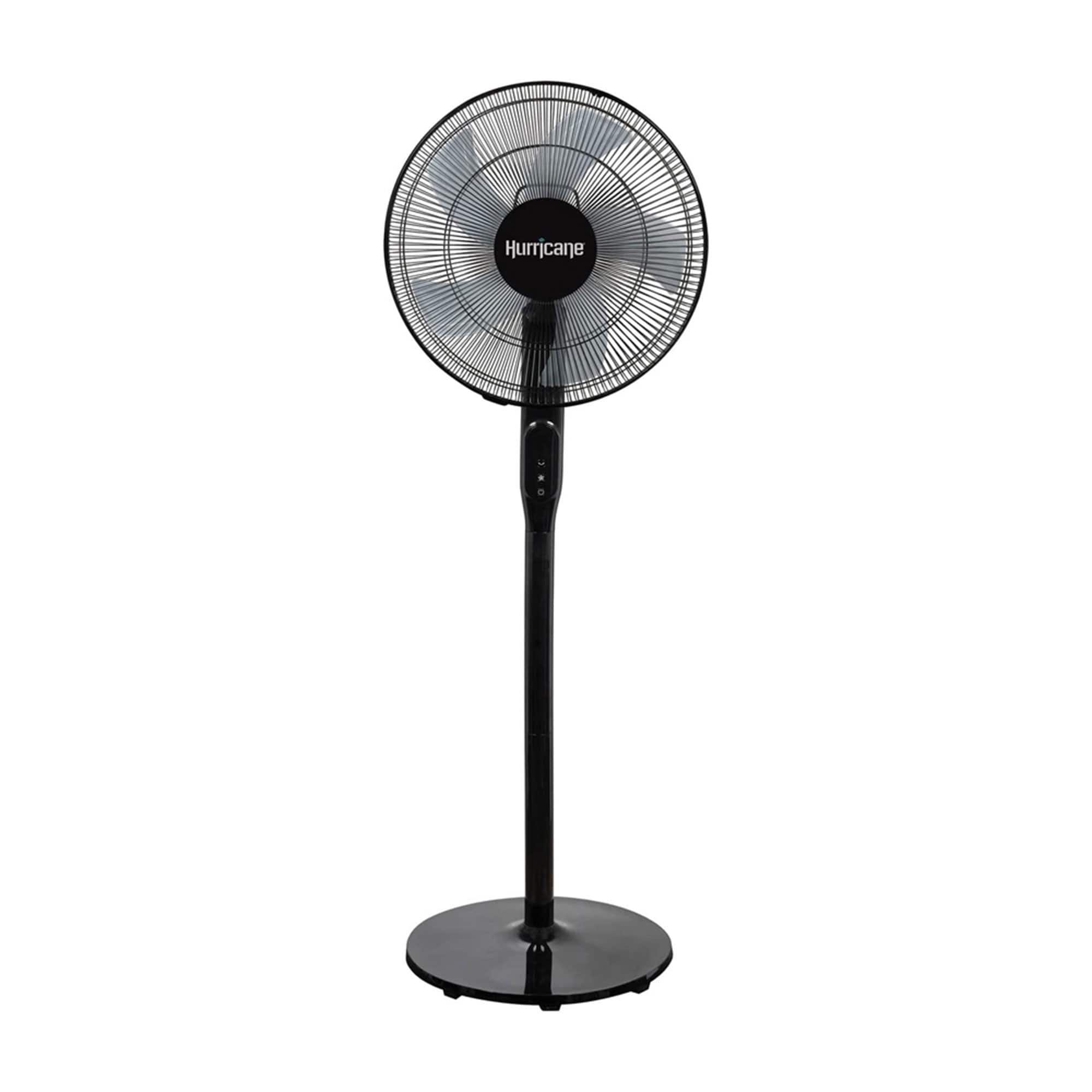 Hurricane - 16 Inch Energy Efficient Adjustable Standing Fan w/12 Speed Settings - Black