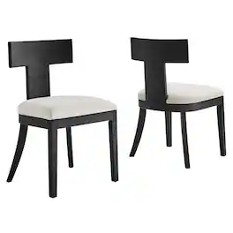 Peregrine Wood and Fabric Upholstered Dining Chairs Set of 2 by Modway - White