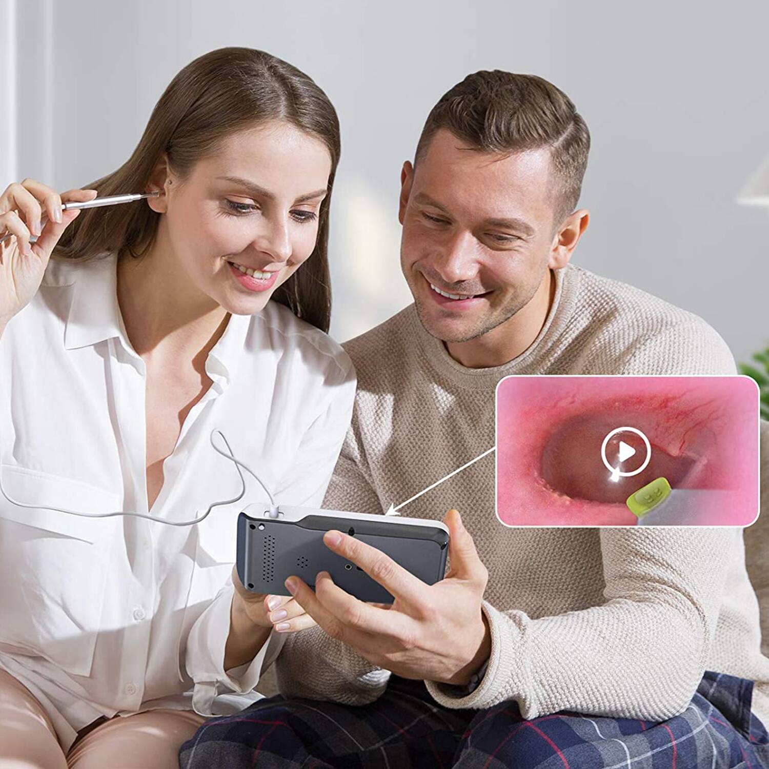 Alt View 2. Scopearound - MS450 Digital  Otoscope with 5"  Screen  Ear Wax Removal Kit - White / Grey / Blue Lime Green.