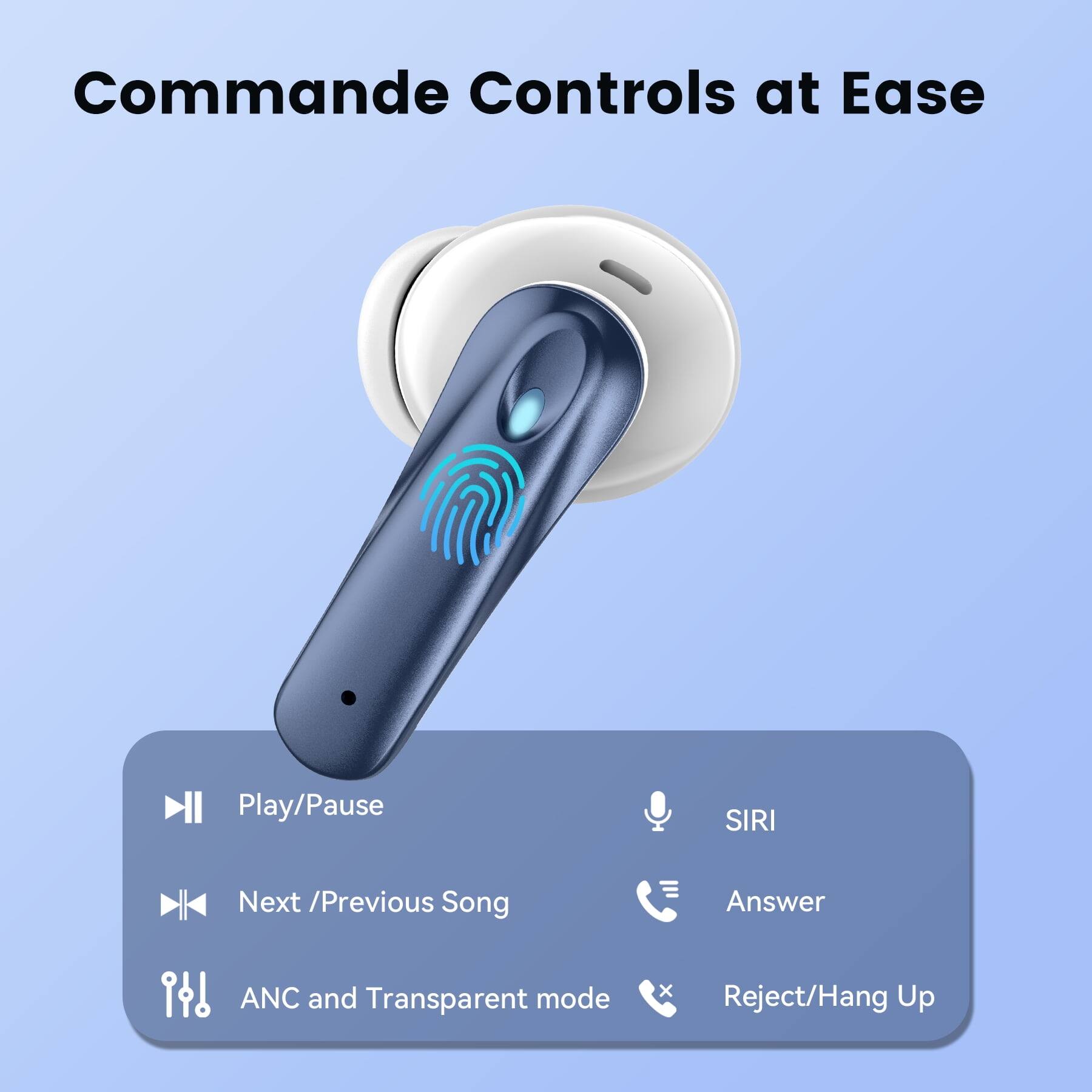 Commande Controls at Ease

- Play/Pause
- Next / Previous Song
- SIRI
- Answer
- ANC and Transparent mode
- Reject/Hang Up