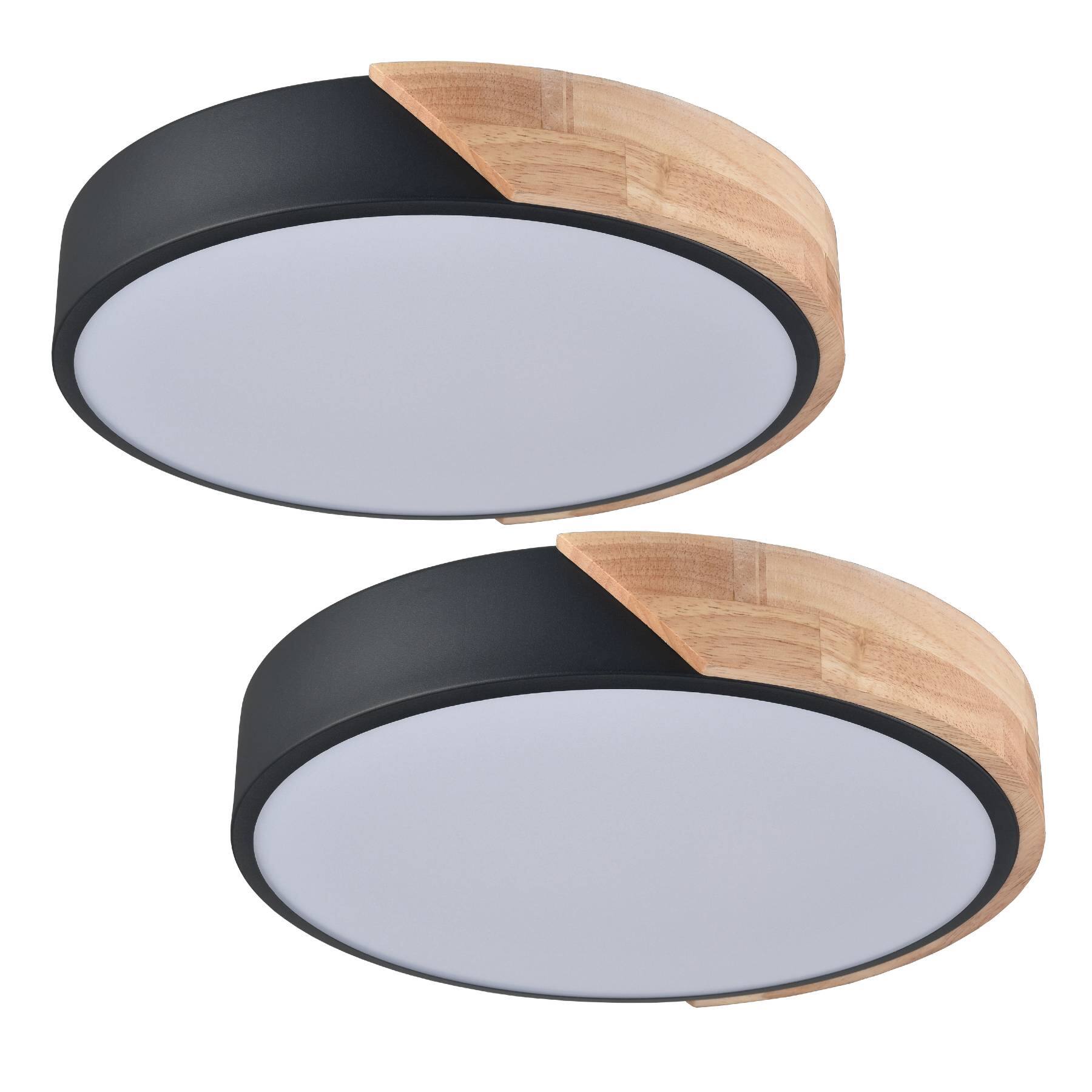 Alt View 4. MOOSE - Modern Black and Wood LED Flush Mount Ceiling Light - Black.