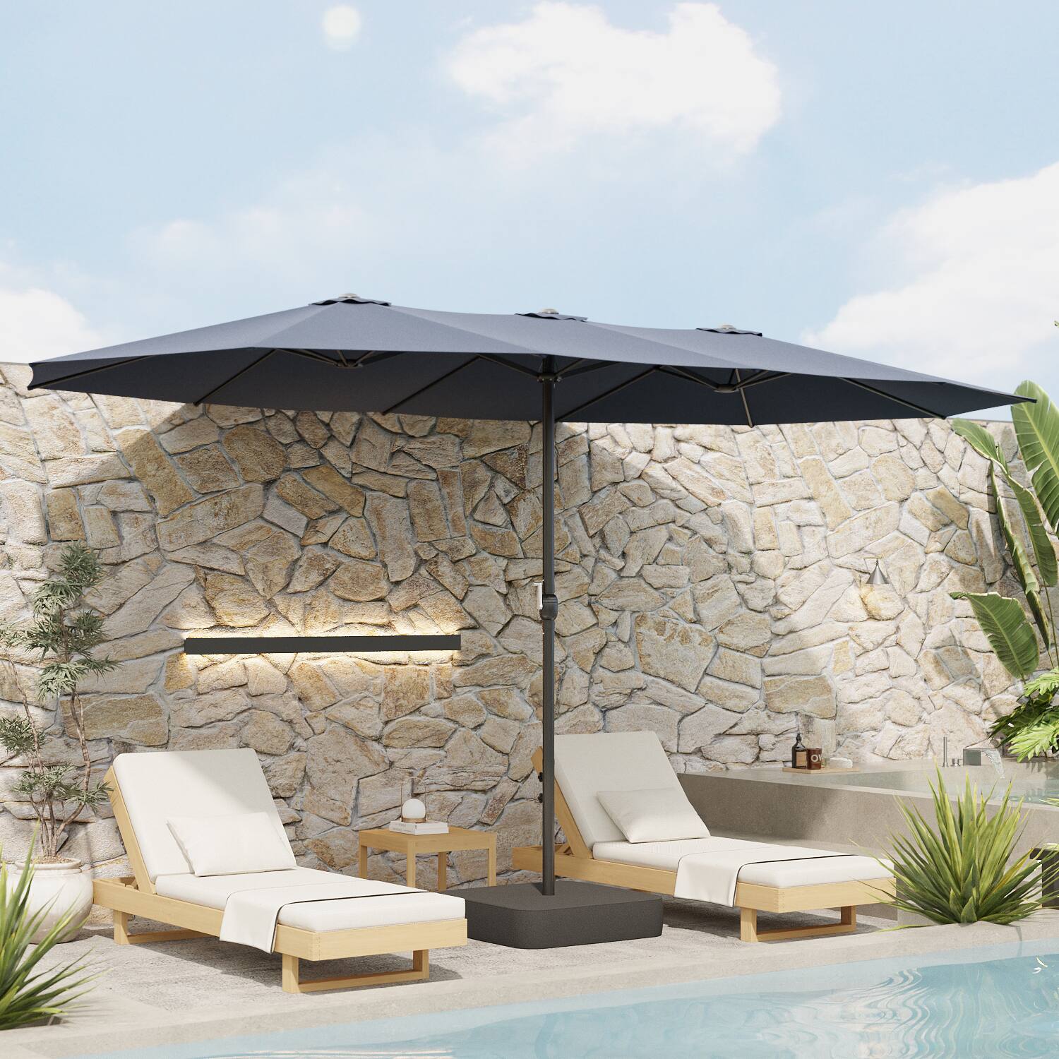 Alt View 5. FUFU & GAGA - FUFU&GAGA Extra - Large Patio Umbrella: Ultimate Shade for Outdoor Spaces - Dark Blue.