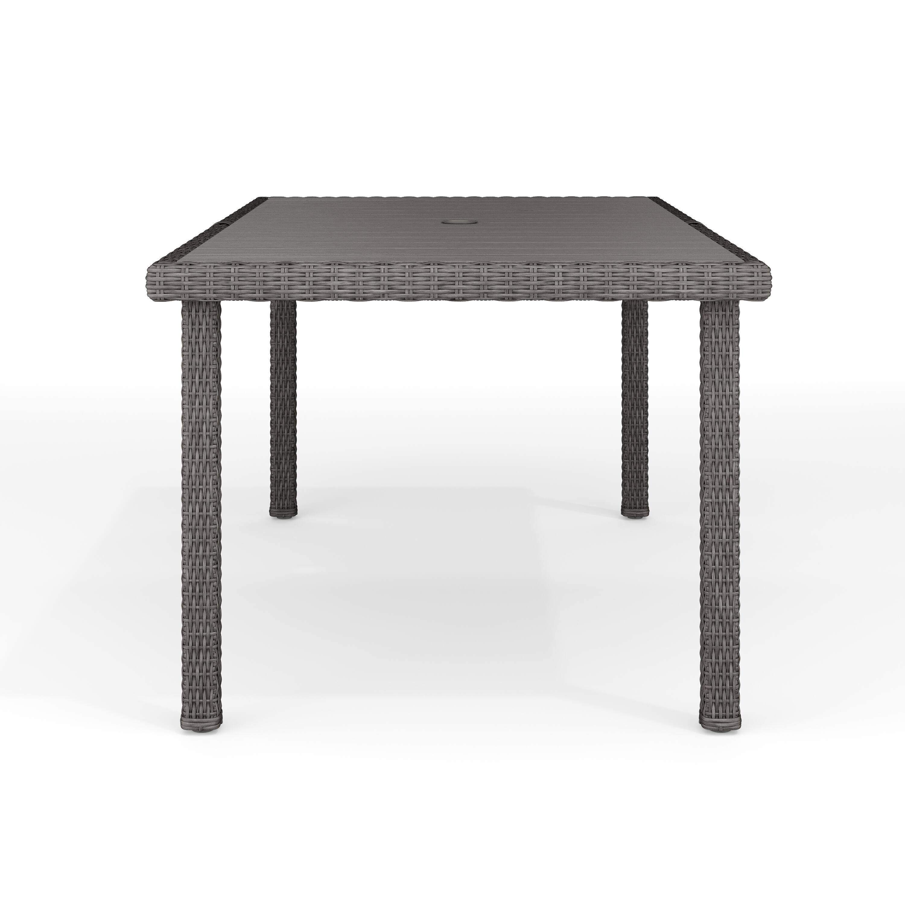 Alt View 8. Martha Stewart - Bedford 62" Outdoor Rattan Wicker Patio Table with Engineered Wood Top - Gray.
