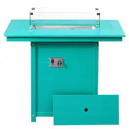 WestinTrends - Helios 46" Modern Outdoor Patio Gas Propane Rectangle Fire Pit Table - Turquoise