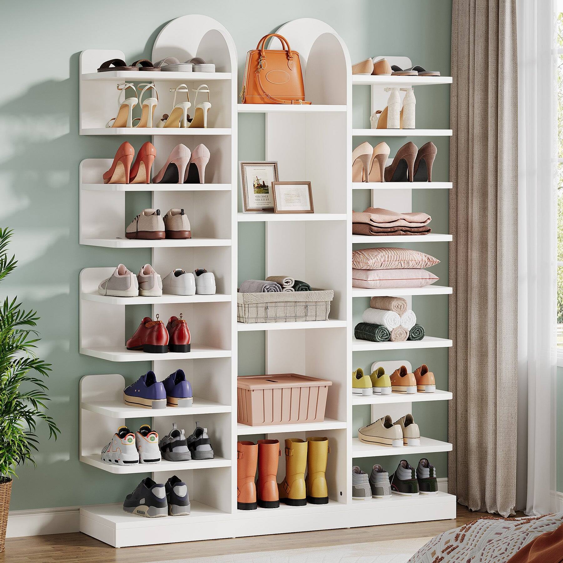 Front. Tribesigns - Office Storage Cabinet, For Everyday Organization in Workspaces and Office Reception Areas - White.