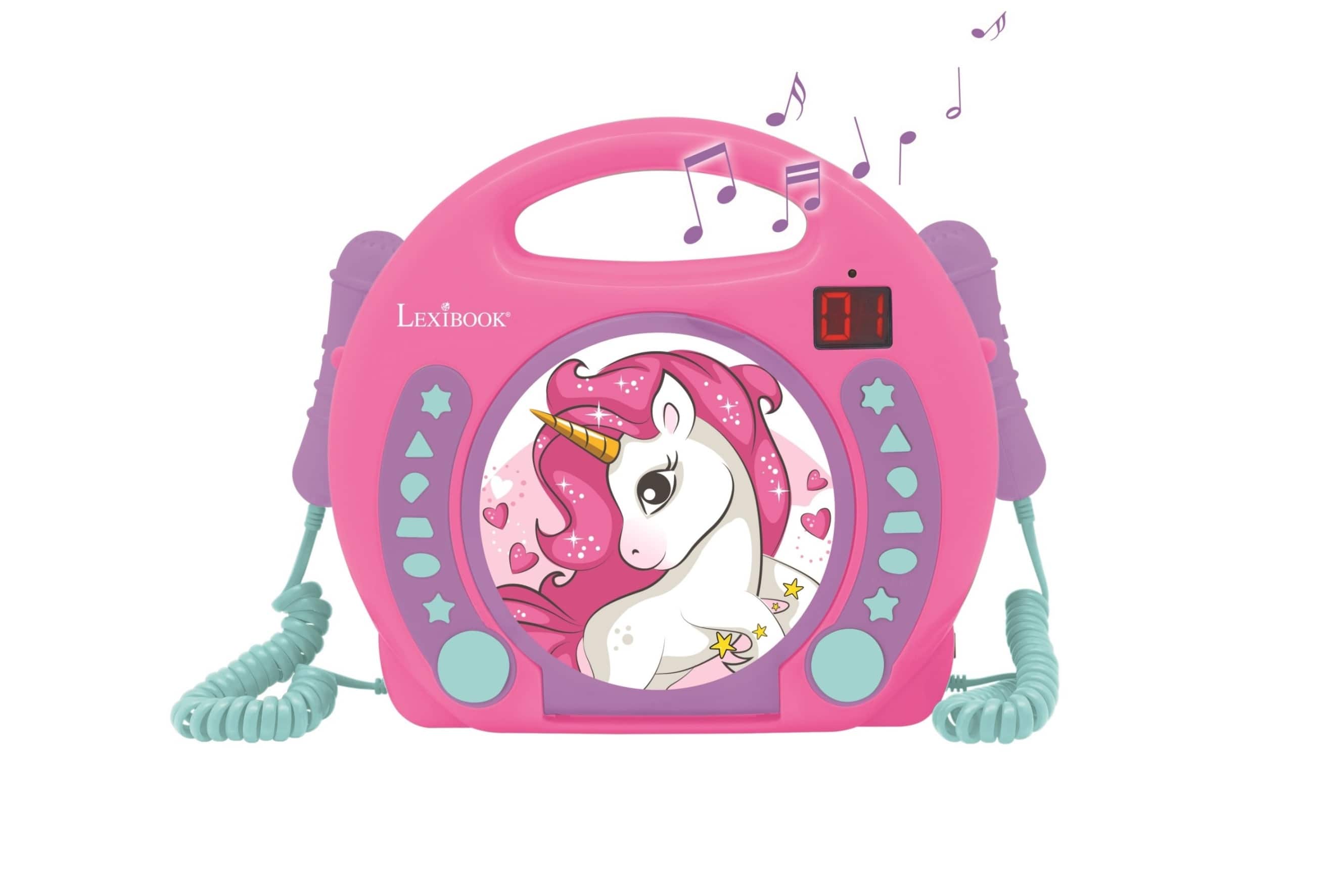 Lexibook - Unicorn Portable CD Player with 2 Sing Along Microphones